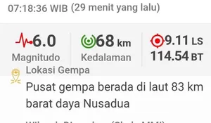 Gempa di Jembrana Bali Tak Berpotensi Tsunami