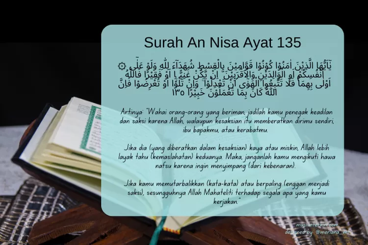 Surah An Nisa Ayat 135 Arab Latin Dan Artinya Tentang Perintah