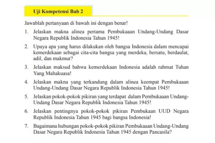 Kunci Jawaban PKN Kelas 9 Halaman 51 Uji Kompetensi Bab 2 Jelaskan