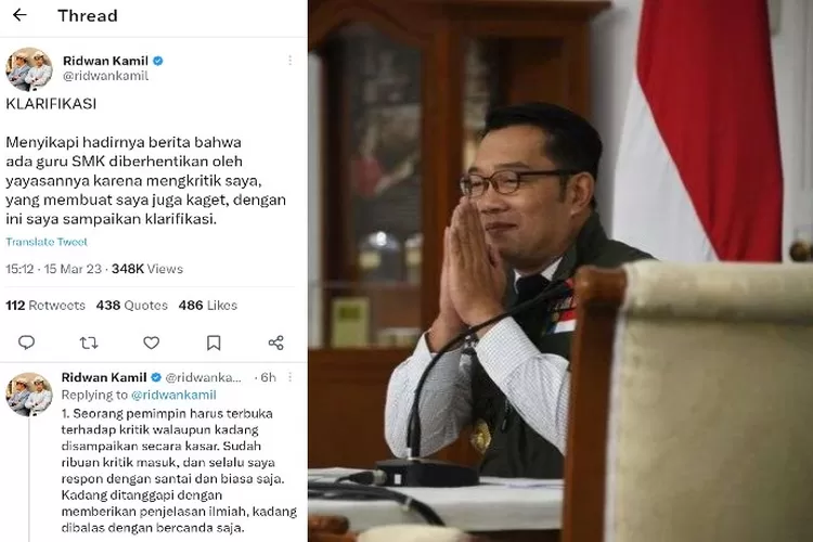 Klarifikasi Ridwan Kamil Poin Yang Disampaikan Menyikapi Berita Guru