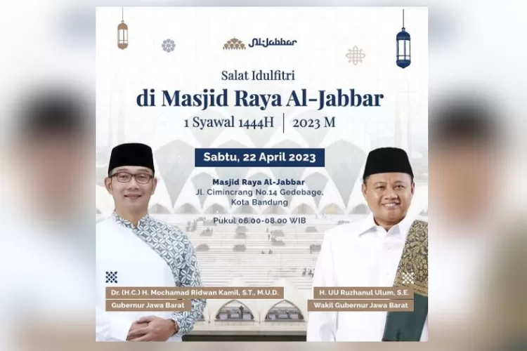 Simak Ini Jadwal Salat Idul Fitri Di Masjid Raya Al Jabbar Lengkap