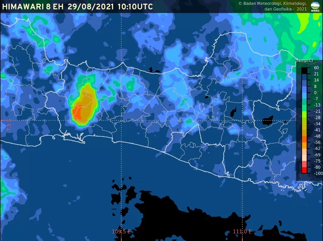 Ilustrasi cuaca wilayah Jawa Tengah. (tangkapan layar BMKG) 