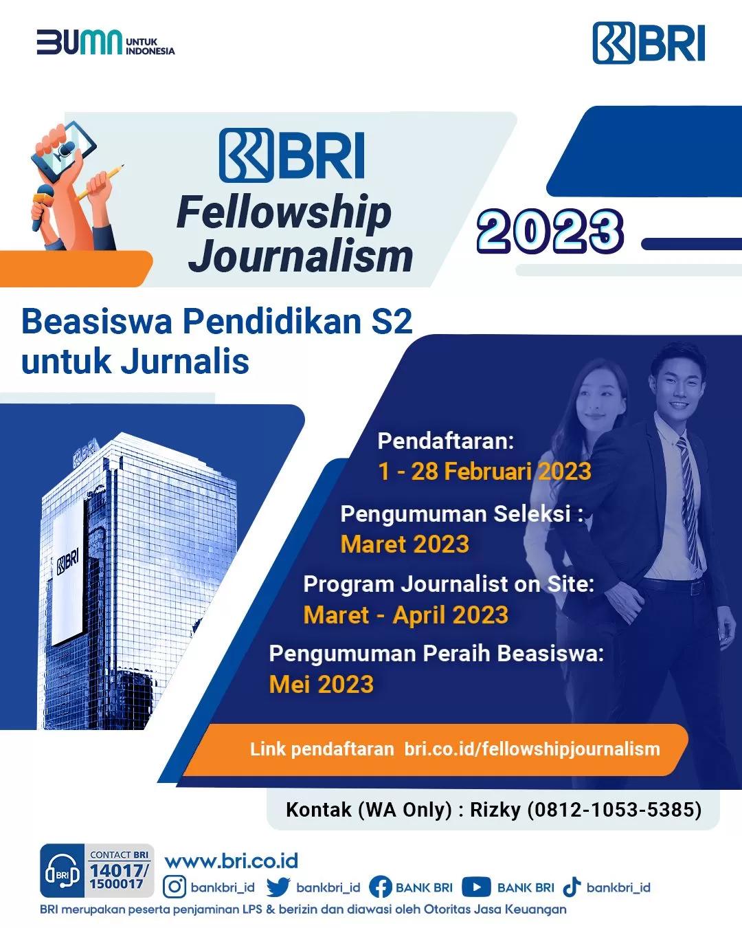BRI Kembali Buka Kesempatan Beasiswa S2 Bagi Journalist