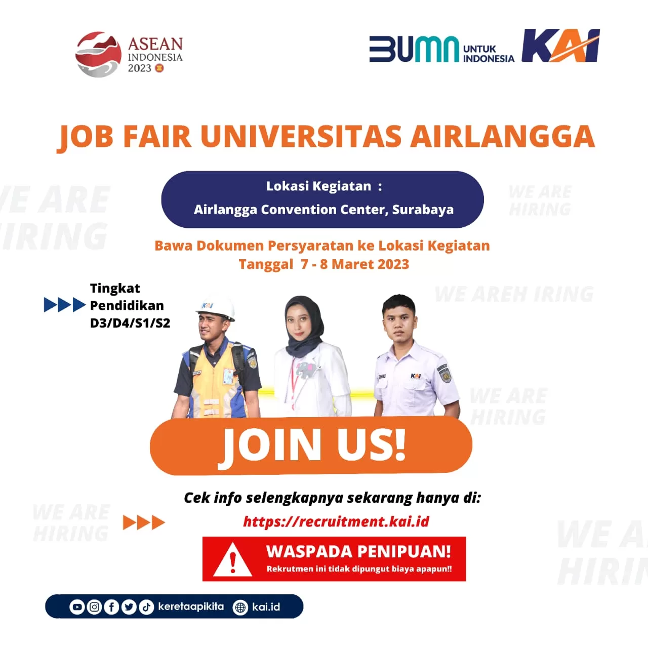 KAI Buka Rekrutmen Eksternal pada Job Fair Unair  