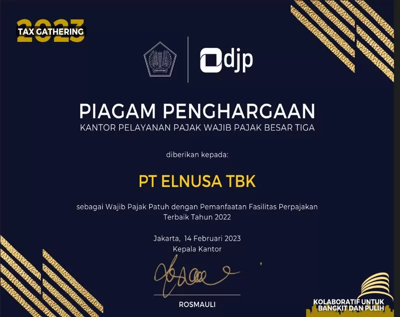 Elnusa Raih Penghargaan dari Direktorat Jenderal Pajak