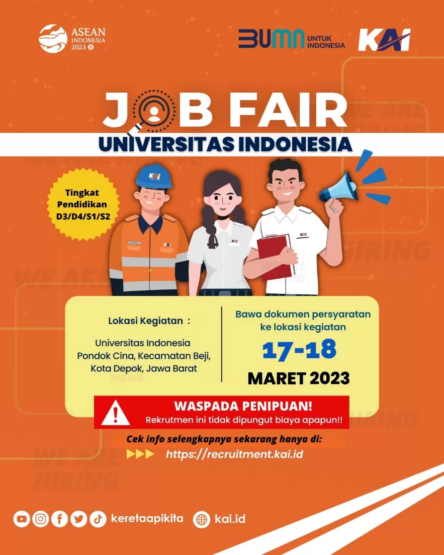 Job Seeker Ayo Merapat, KAI Buka Rekrutmen di Jobfair UI