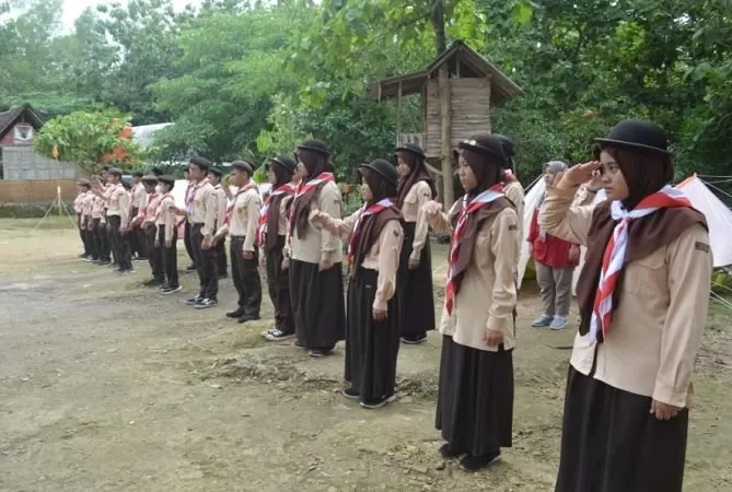 Siswa SMP IA 38 Wonosari saat Kemah Bhakti Penggalang. (Istimewa)