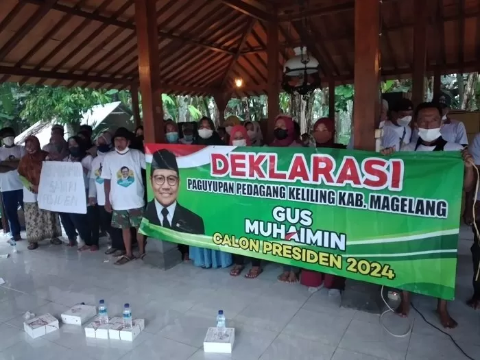 Pedagang Keliling dan Asongan, mendeklarasikan dukungan kepada Muhaimin Iskandar untuk pencalonan Presiden 2024. Foto - Bagyo Harsono