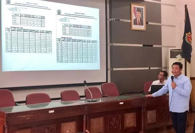 Kadisdikpora DIY saat memaparkan hasil UNBK SMP 2019. (Foto: Harminanto)