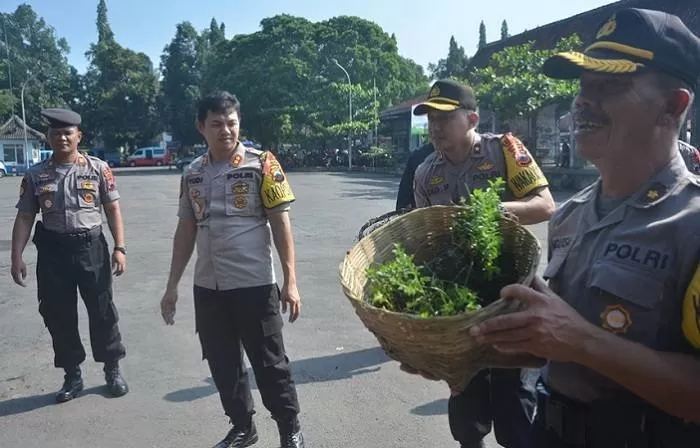 Bersih-bersih pasar dan terminal Borobudur saat berlangsung. (Foto: Thoha)