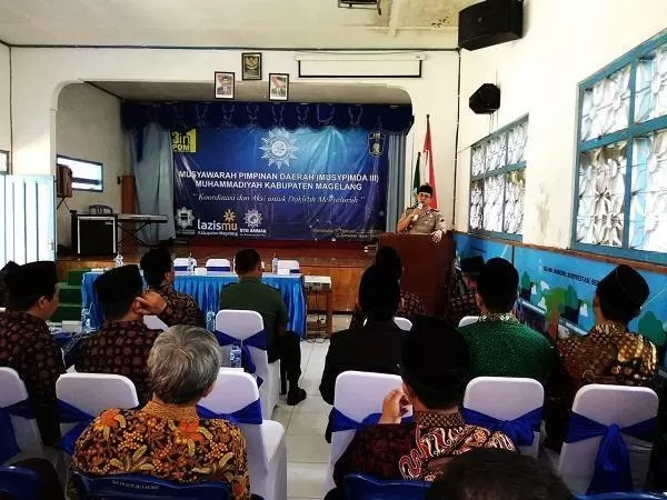 Kapolres Magelang saat memberikan sambutan pada acara pembukaan Musypimda ke-3. (Foto: Bagyo H)