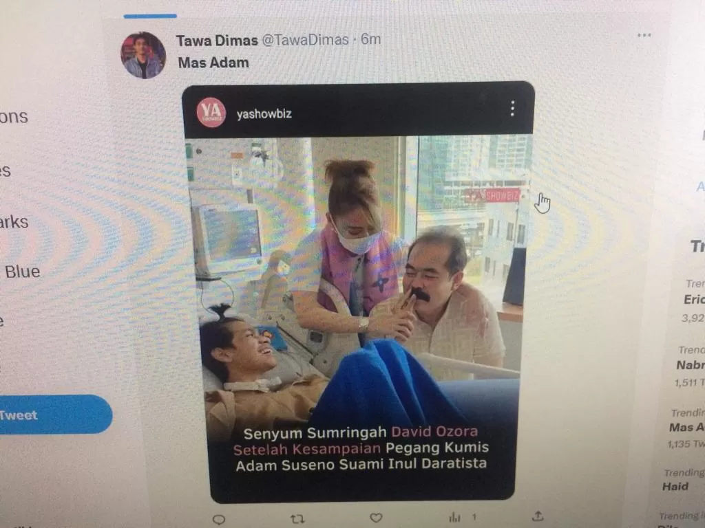Foto; tangkapan layar, david ozora tersenyum saat mencium tangan mas adam suseno di @TawaDimas (twitter@TawaDimas)
