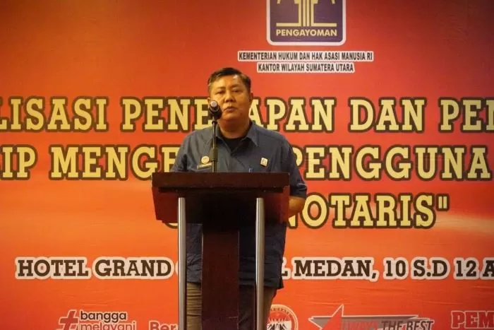 Foto: Kumham Sumut memberikan pembekalan kepada notaris untuk mengenali para pengguna jasa (#kemenkumhamsumut)