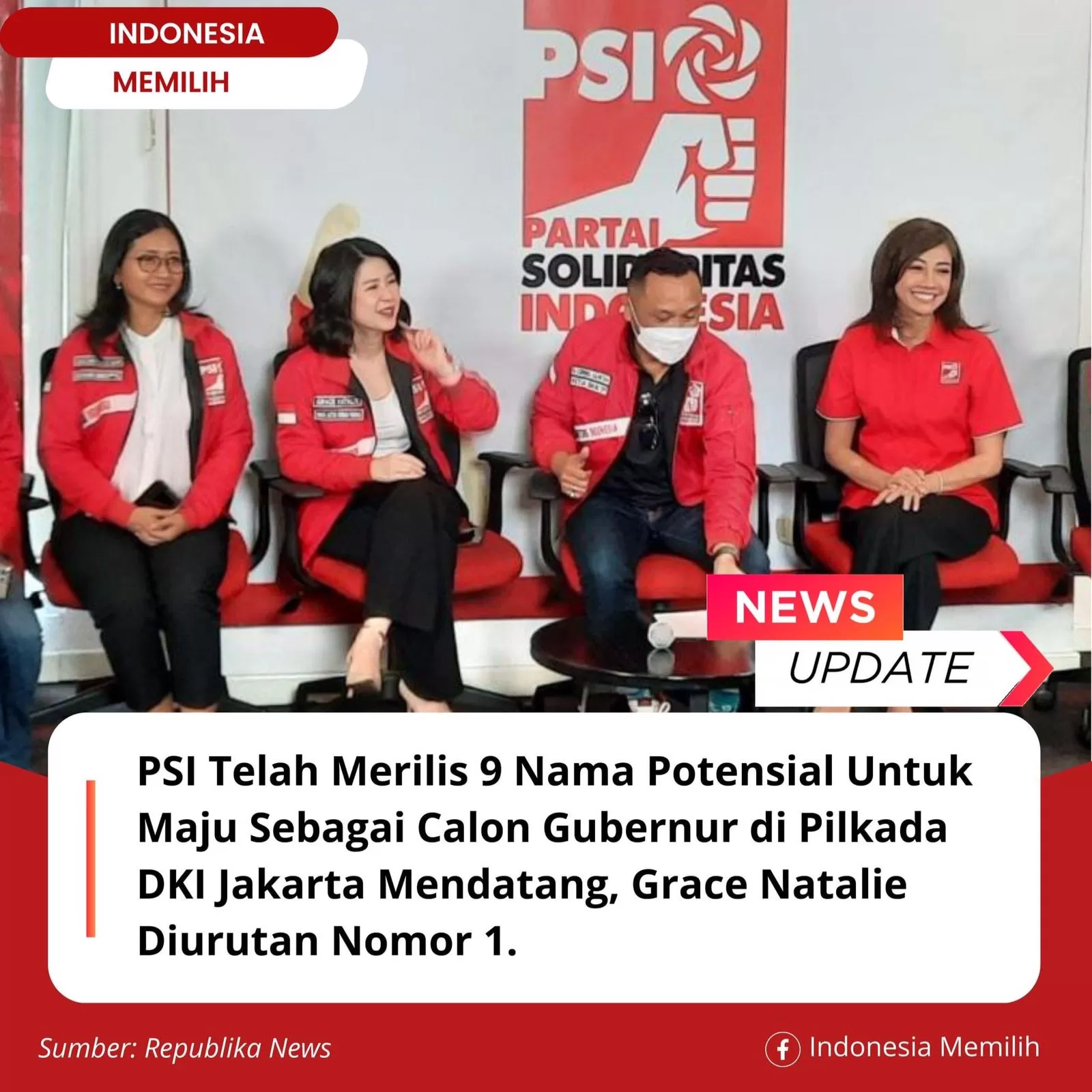 Foto: PSI sudah menentukan pilihannya untuk calon pilgub DKi jakarta 2024 (@memilih indonesia)