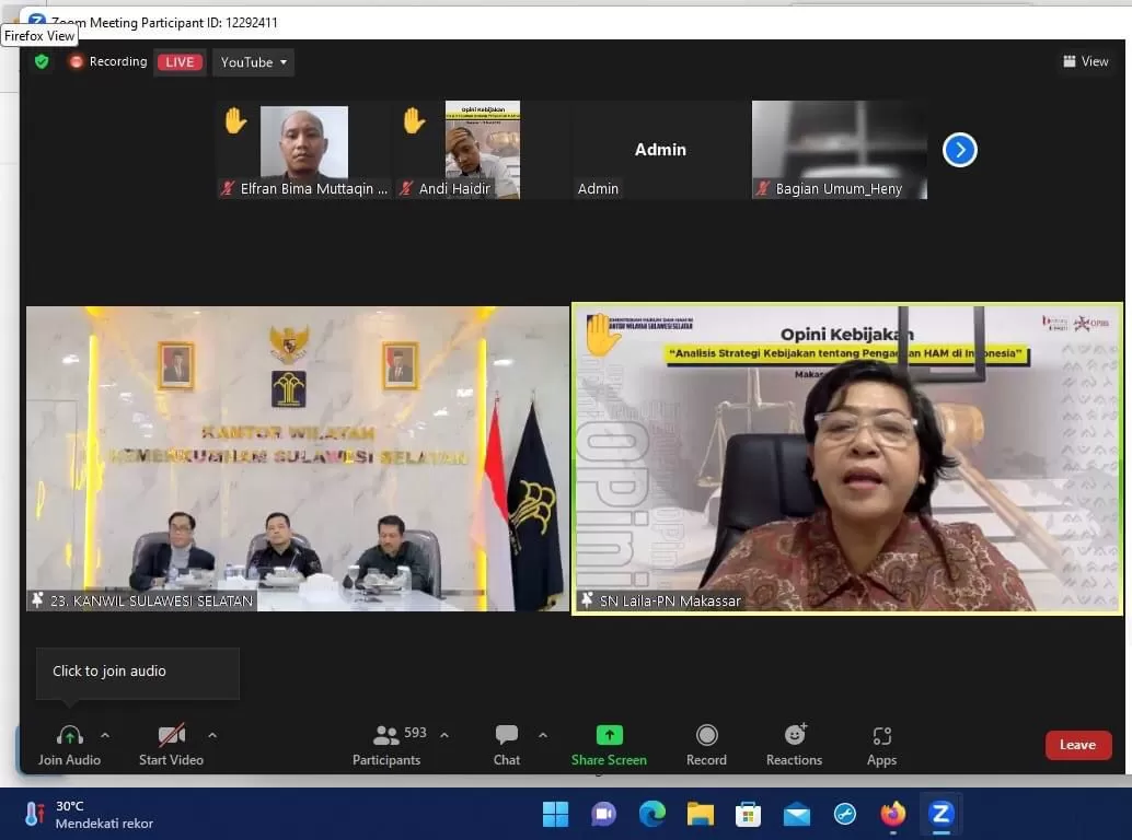 Foto: kanwil Kemenkumham Sumut Ikuti Opini kebijakan strategis (kemenkumhamsumut)