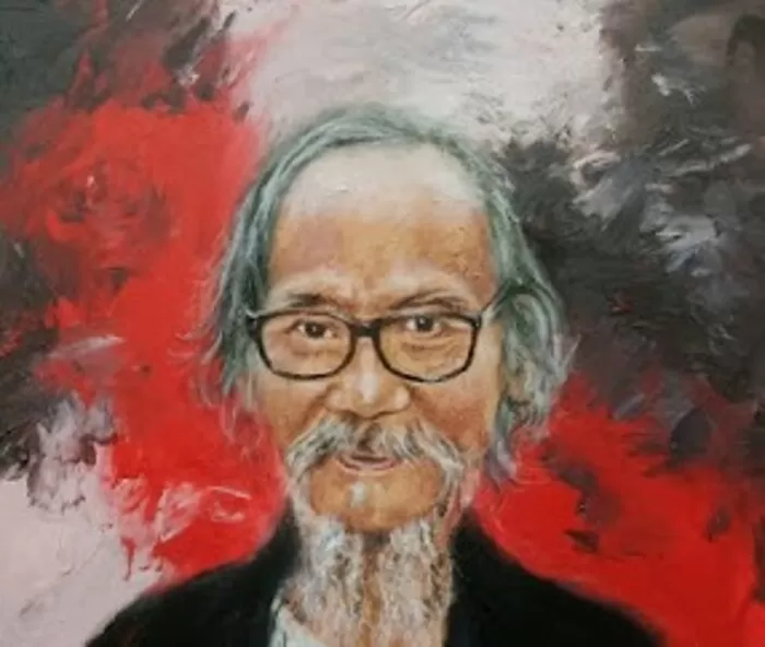 Gambar Djoko Pekik yang dilukis Hano Airlangga (Tangkapa layar lukisan Hano Airlangga)