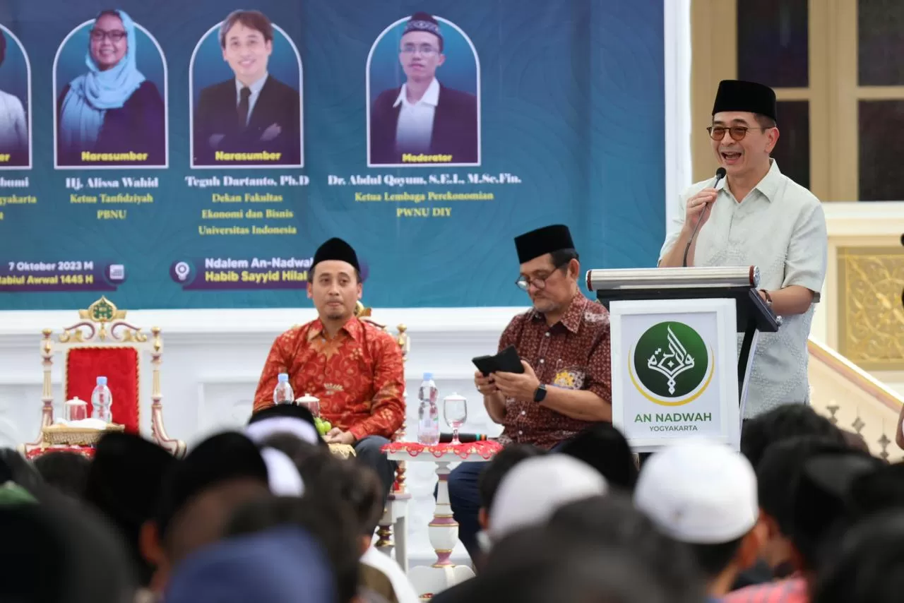 Arsjad Rasjid saat berbicara di depan warga Nahdliyin di Yogyakarta