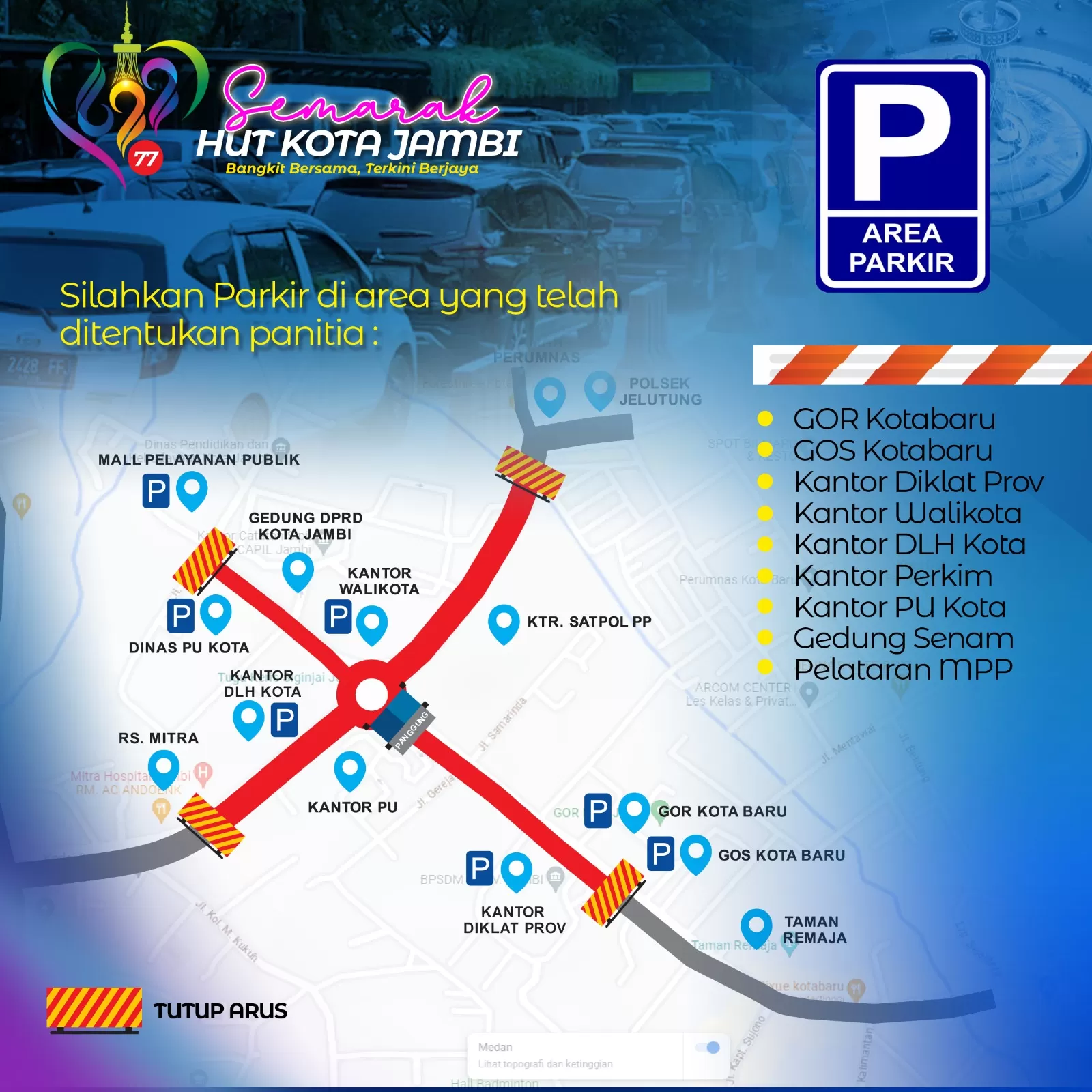 Beberapa ruas jalan di Kotabaru, Kota Jambi ditutup saat konser Grup Band Tipe-X (@pemkotjambi) 