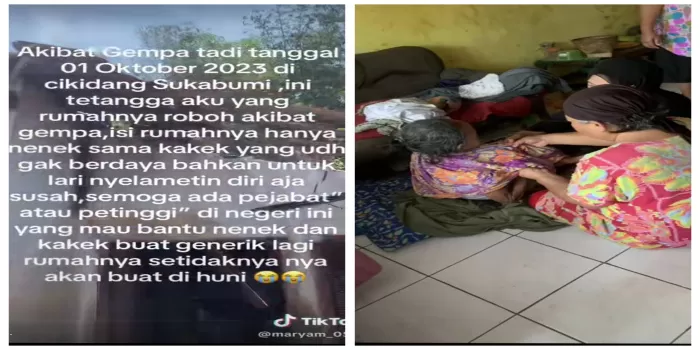 Informasi rumah roboh dampak gempa Sukabumi 1 Oktober 2023 di salah satu akun Tiktok (Tangkapan layar videoTangkapan layar video Tiktok @yuzupmaulana)