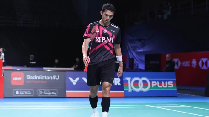 Jonatan Christie dalam pertandingan BWF World Championship 2023. Foto: Detik.com