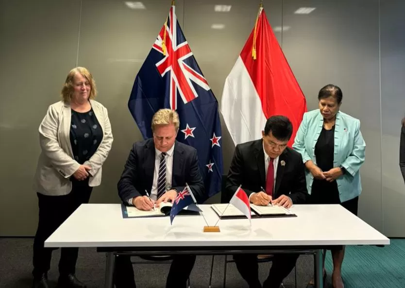 Penandatanganan Memorandum of Arrangement (MoA) antara Indonesia dengan Selandia Baru. (Kemenlu.go.id)