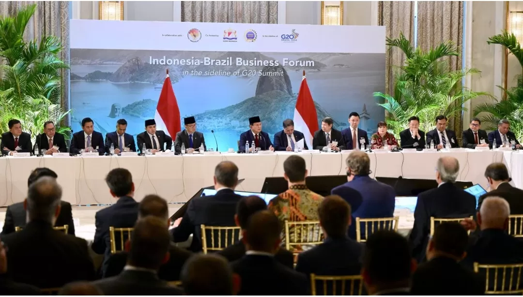 Presiden Prabowo Subianto, menghadiri Indonesia-Brazil Business Forum, yang digelar di Copacabana Palace, Rio de Janeiro, Brasil, pada Minggu, 17 November 2024. Foto: BPMI Setpres/