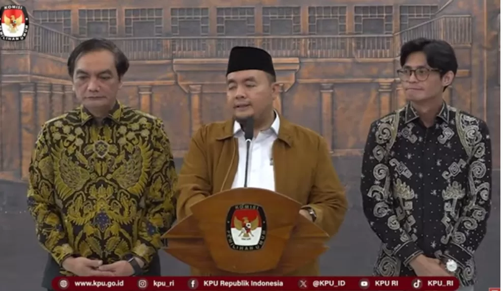 Ketua Komisi Pemilihan Umum, Mochammad Afifuddin saat konferensi pers. (Foto: PMJ News/YouTube KPU RI)