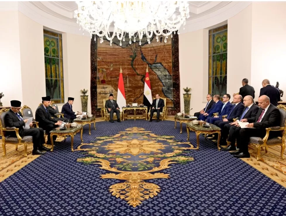 Presiden Prabowo melakukan pertemuan bilateral dengan Presiden Republik Arab Mesir, Abdel Fattah El-sisi, di Istana Kepresidenan Al Ittihadiya. (Foto: BPMI Setpres/Rusman)
