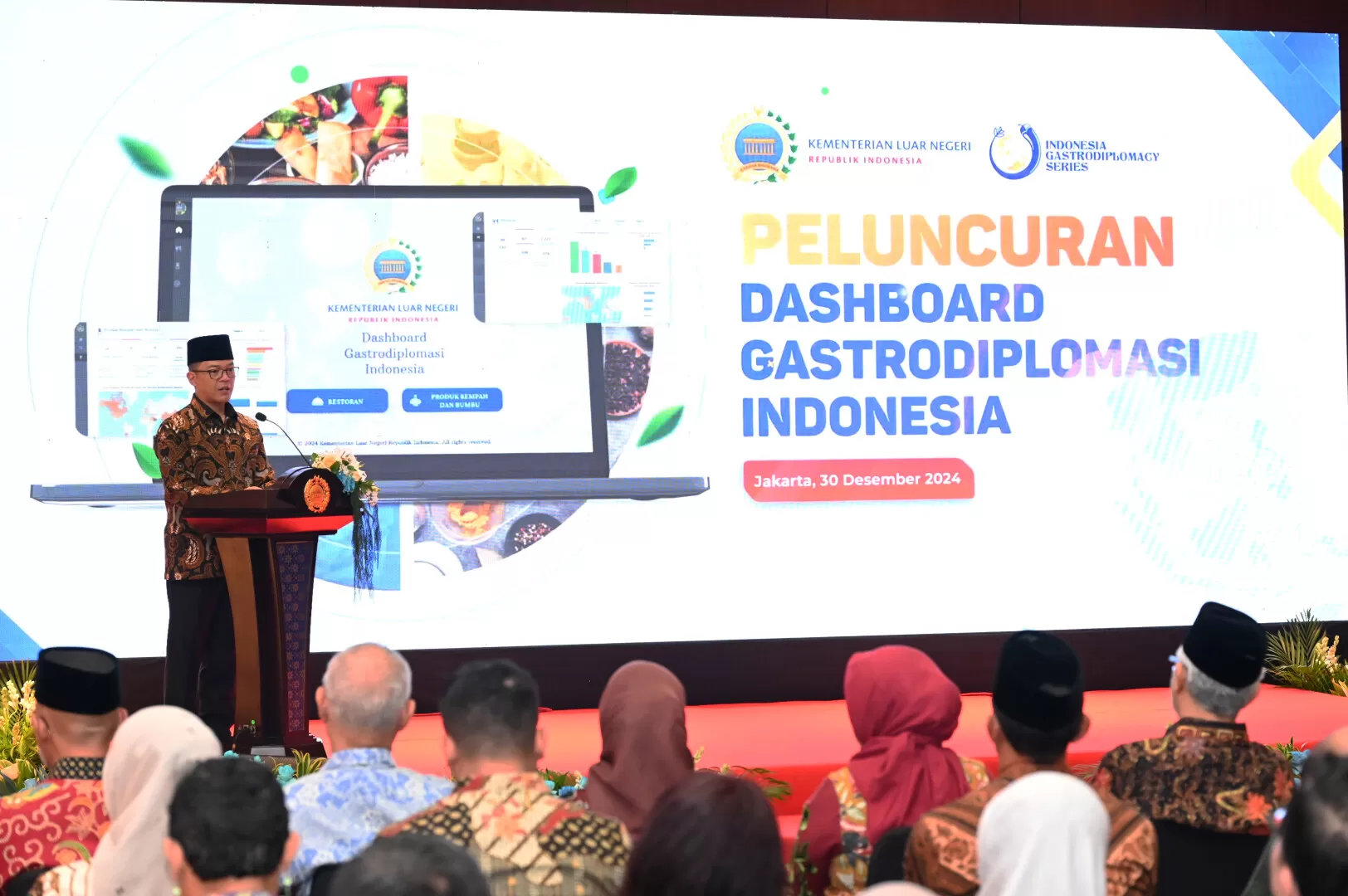 Menlu RI Sugiono, saat peluncuran Dashboard Gastrodiplomasi Indonesia di Kementerian Luar Negeri, Jakarta. (Foto: kemlu.go.id)