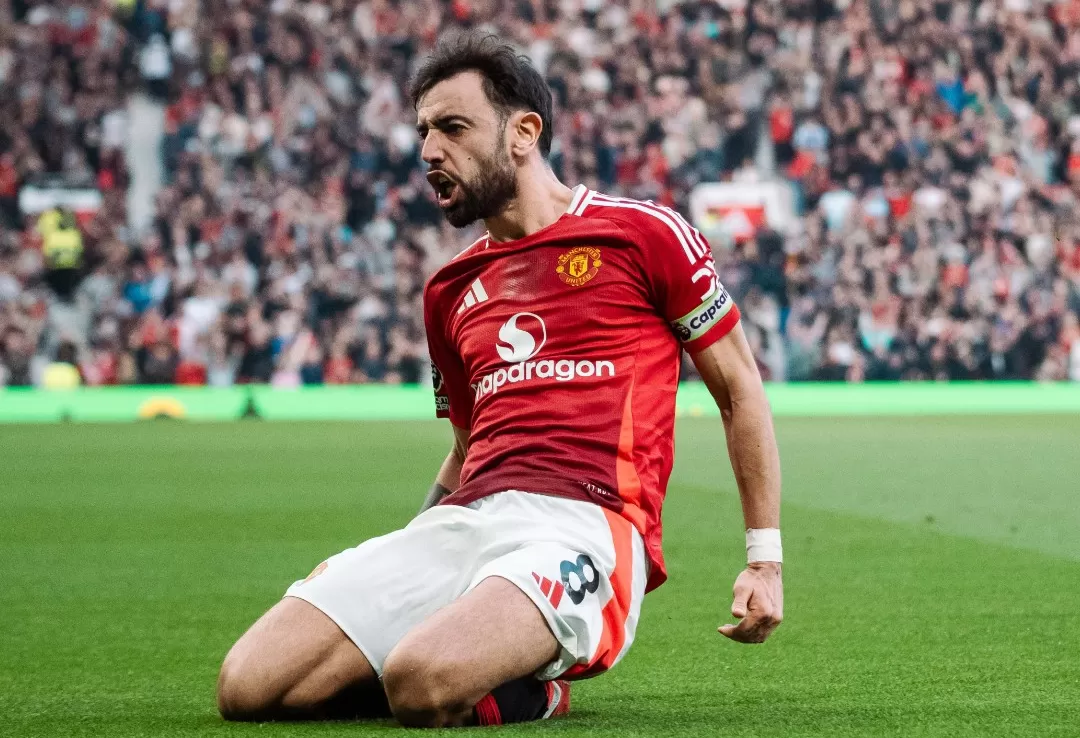 Bruno Fernandes saat menyumabngkan satu-satunya gol untuk Setan Merah. (Foto: Instagram @manchesterunited)