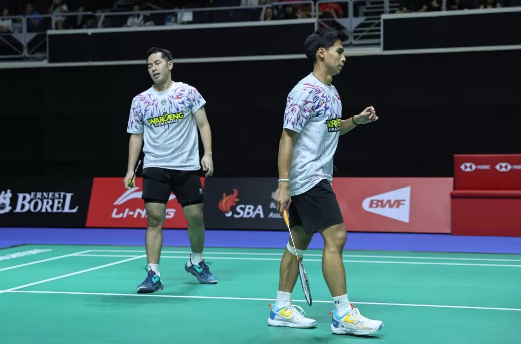 Sabar dan Reza tampil penuh semangat meski akhirnya kalah dari pasangan unggulan India di babak 16 besar. (Foto: Dok. PBSI)