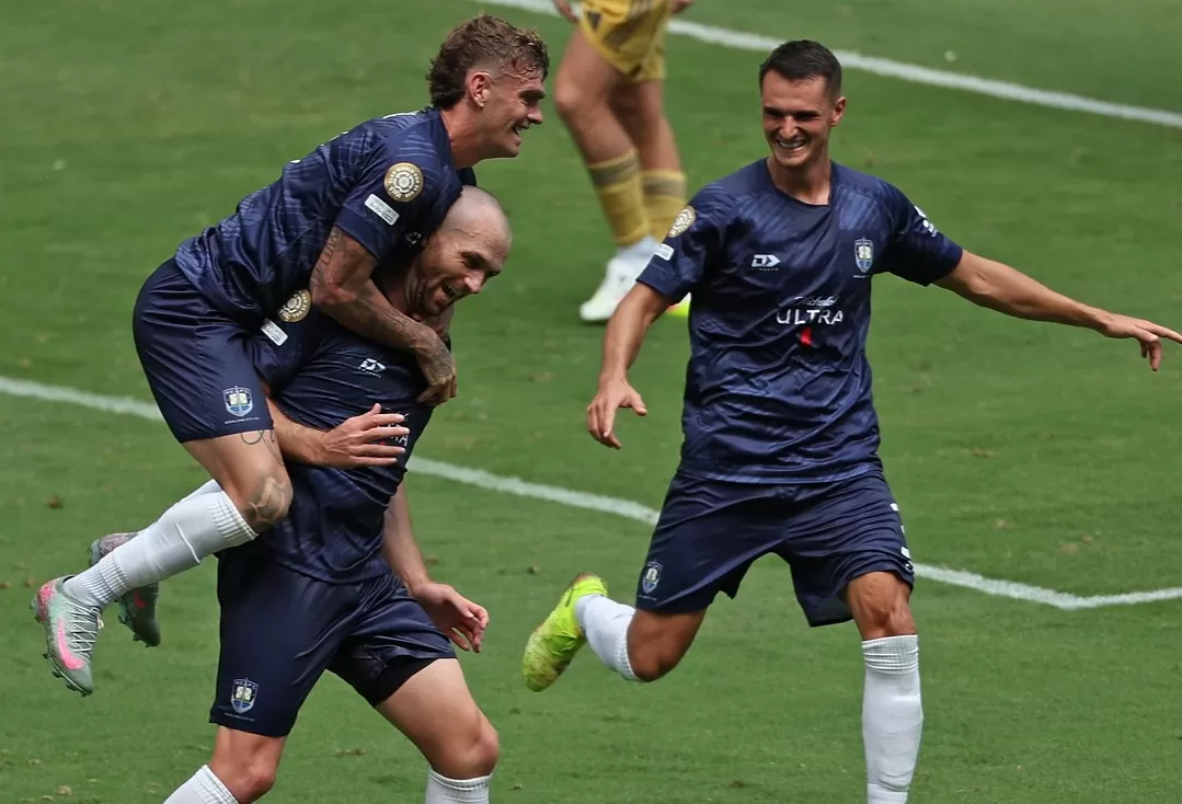 Auckland City merayakan gol penyeimbang saat menahan Boca Juniors 1-1 di Piala Dunia. (Foto: Instagram @officialaucklandcityfc)