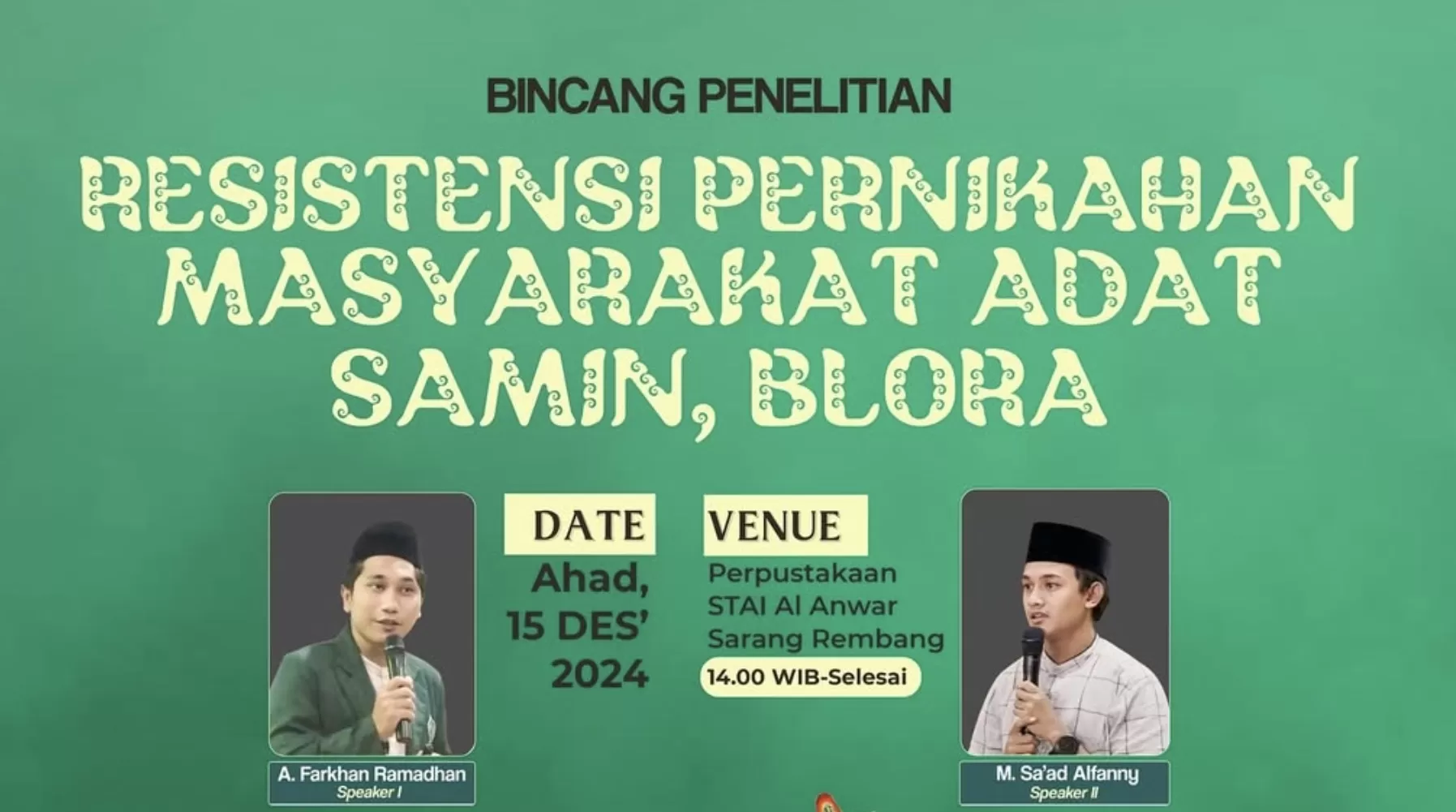 Forum Ahadan Minggu Ini Bahas Resistensi Tradisi Pernikahan Masyarakat Samin