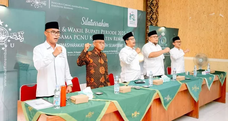 Silaturahim PCNU Rembang dengan Bupati dan Wakil Bupati Rembang. Foto: Nur FM