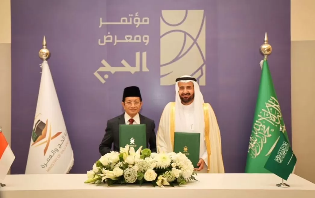 Menag Nasaruddin dan Kepala BP Haji Mochammad Irfan Yusuf dalam Pameran Haji 2025, Minggu 12 Januari 2025 (instagram.com/badan.penyelenggaraanhaji)
