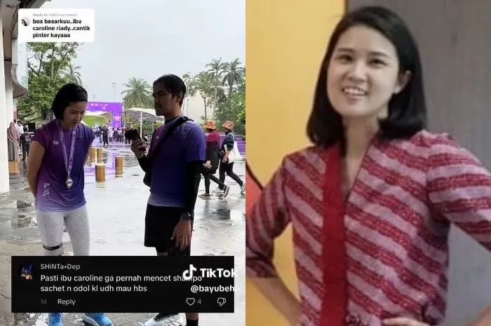 Caroline Riady tanggapi dirinya yang viral di medsos karena dijemput dengan helikopter. (TikTok/bayubeha - LinkedIn/Caroline Riady)