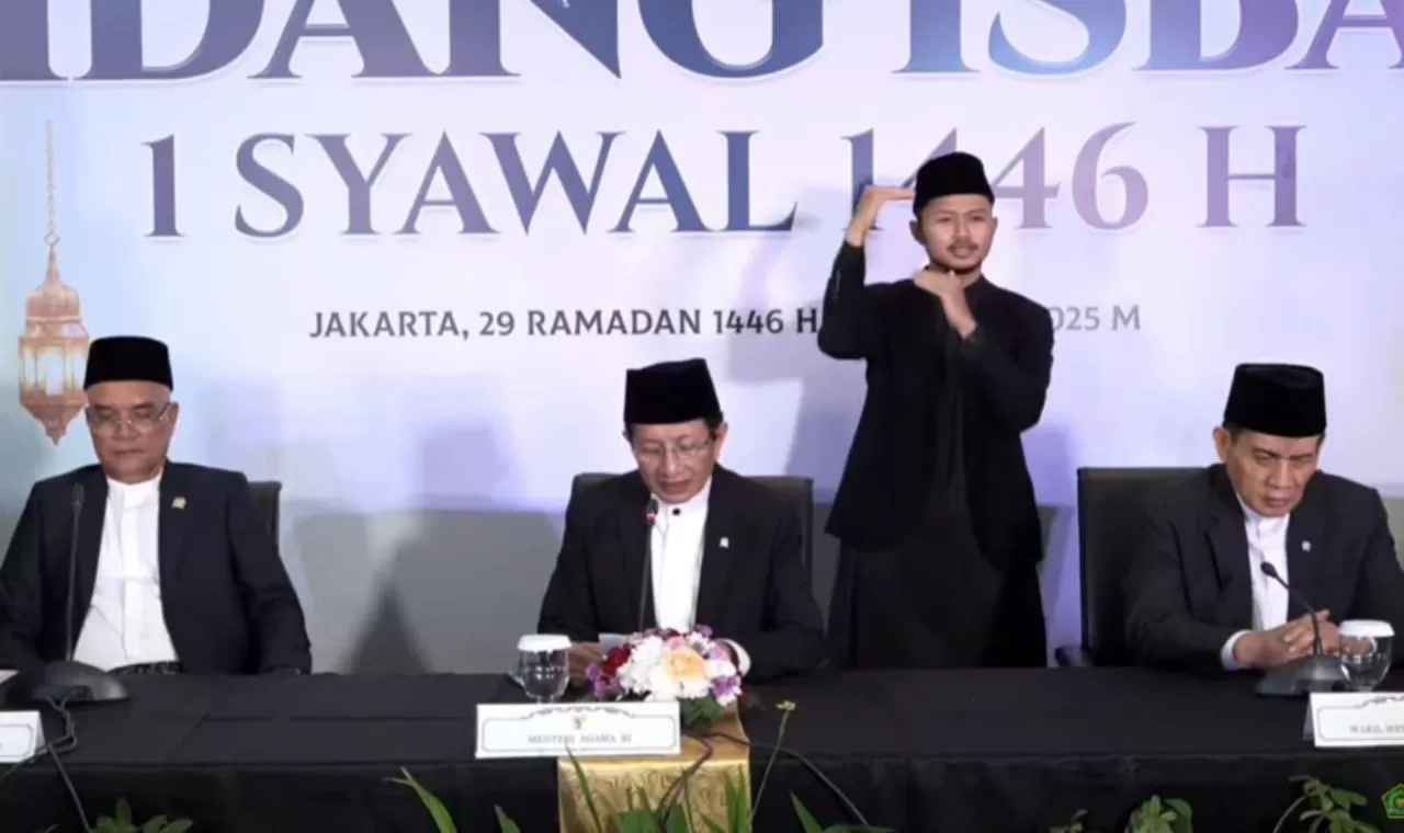 Pengumuman sidang isbat 1Syawal 1446. (Tangkapan Layar YouTube Bimas Islam TV)