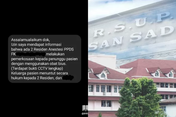 Postingan viral dugaan pemerkosaan Peserta PPDS Unpad (kiri) di Rumah Sakit Hasan Sadikin Bandung (kanan). (Instagram.com/@ppdsgramm - Dok. Kemenkes RSHS Bandung)