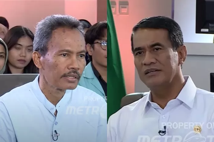 Pengamat Pertanian AEPI, Khudori (kiri) dan Menteri Pertanian, Amran Sulaiman (kanan). (YouTube.com / Q&A METRO TV)