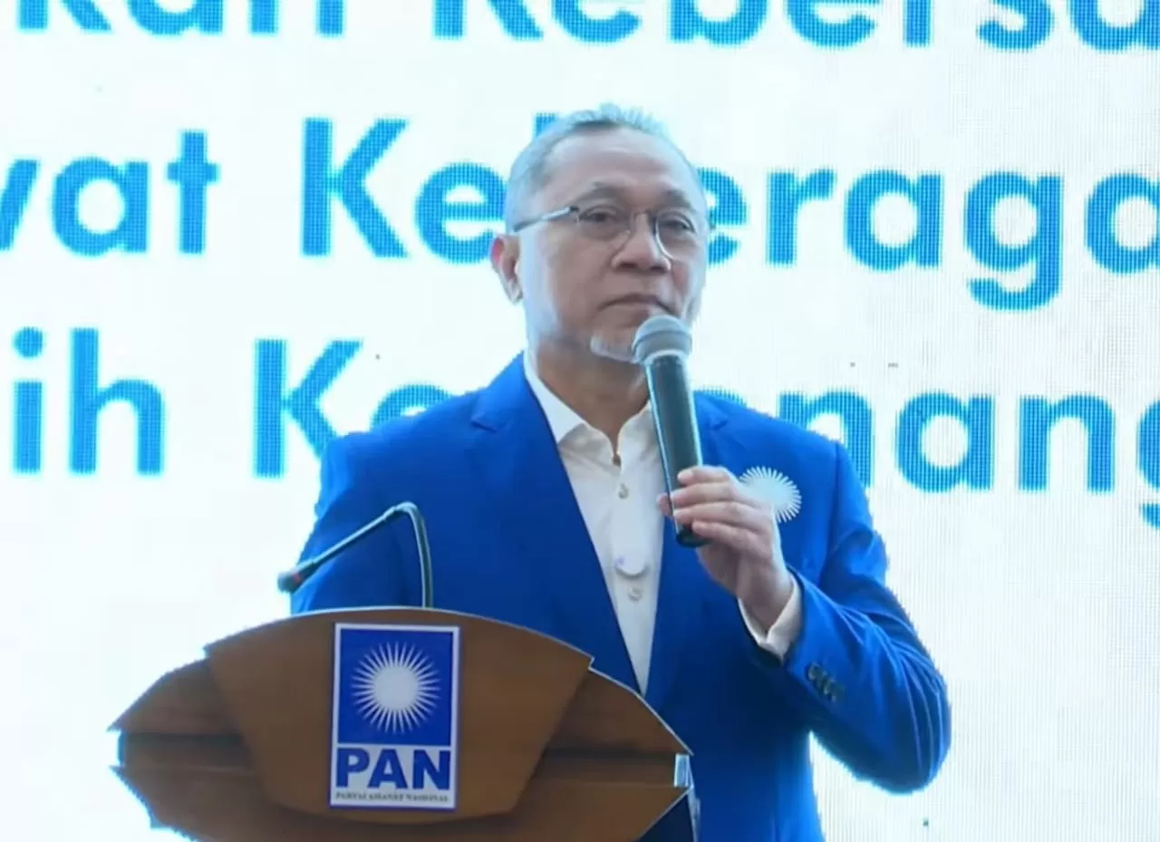 Zulkifli Hasan saat menyampaikan pidato target PAN 4 besar di Pemilu 2029. (Tangkapan layar YouTube PAN TV)