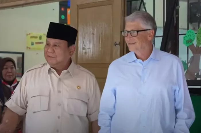 Presiden RI, Prabowo Subianto (kiri) dan Tokoh bisnis kenamaan AS, Bill Gates. (YouTube.com / Sekretariat Presiden)