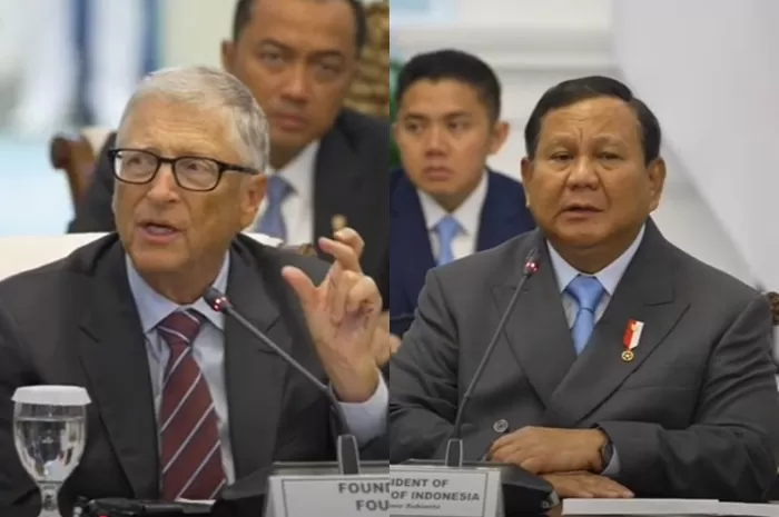 Tokoh Bisnis kenamaan AS, Bill Gates (kiri) dan Presiden RI, Prabowo Subianto (kanan). (YouTube.com / Sekretariat Presiden)