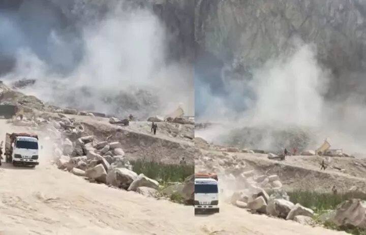 Tangkapan layar tragedi longsor di kawasan batu alam Gunung Kuda Cirebon. (facebook/MamathUni)