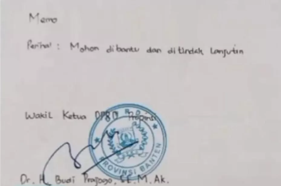 Memo viral titip siswa SPMB SMA oleh Wakil Ketua DPRD Banten. (X.com/dhemit_is_back)