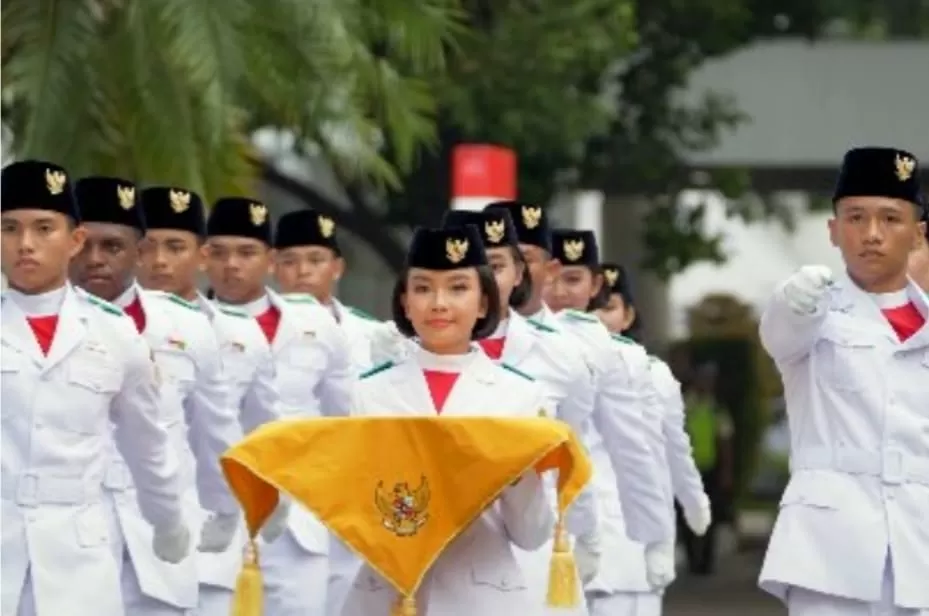 Foto upacara Kemerdekaan Indonesia oleh Paskibraka. (Instagram/direktorat.paskibraka)