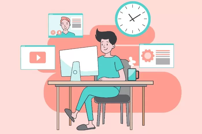 Ilustrasi pekerja digital nomad atau acapkali disebut sebagai remote worker. (Freepik.com/@jcomp).