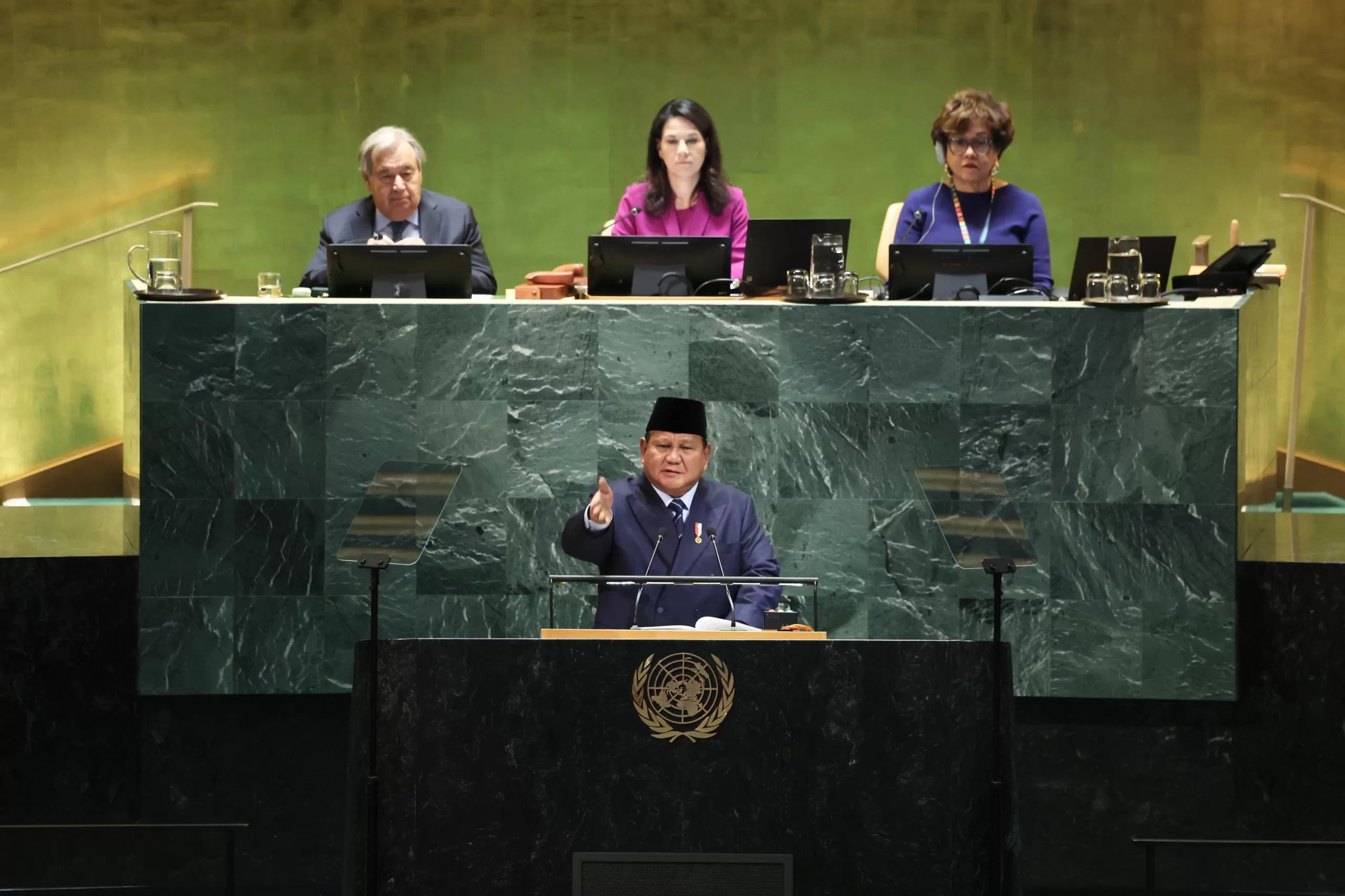 Presiden Prabowo Subianto menegaskan sikap tegas Indonesia soal Palestina dalam pidatonya pada High-level International Conference on the Peaceful Settlement of the Question of Palestine