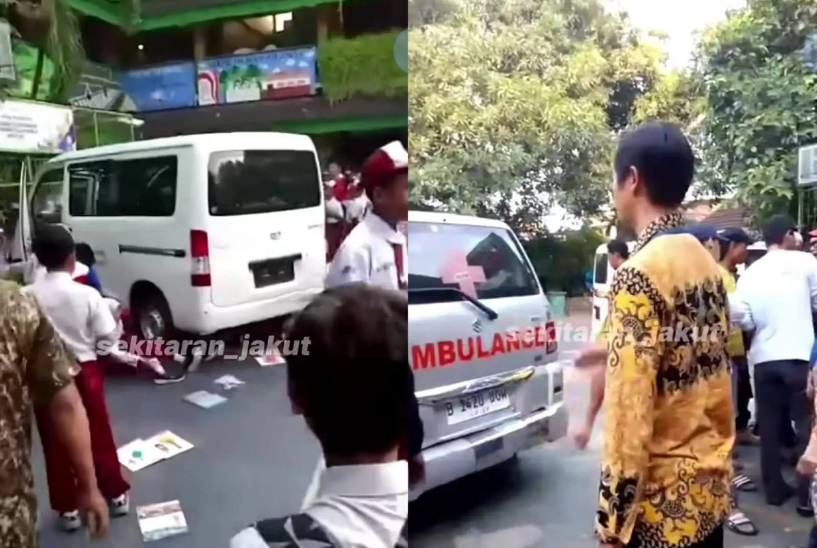 Mobil MBG tabrak siswa SDN 01 Kalibaru Cilincing saat mengantar makanan. (Instagram/sekitaran_jakut)