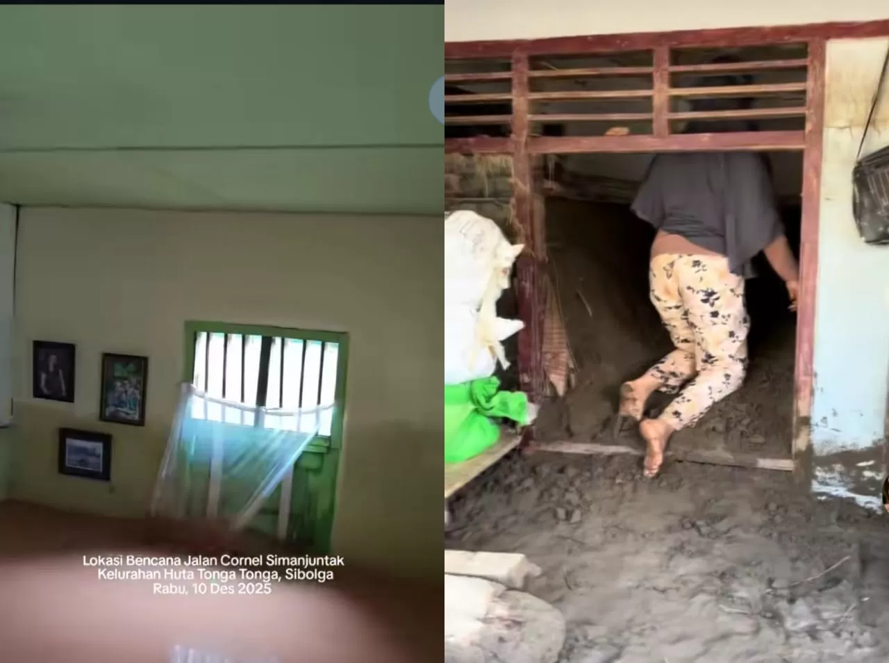 Kondisi rumah pascabanjir di Sumatera, endapan lumpur tinggi hampir sentuh atap. (Instagram/hadisitanggan - TikTok/r.f_95)