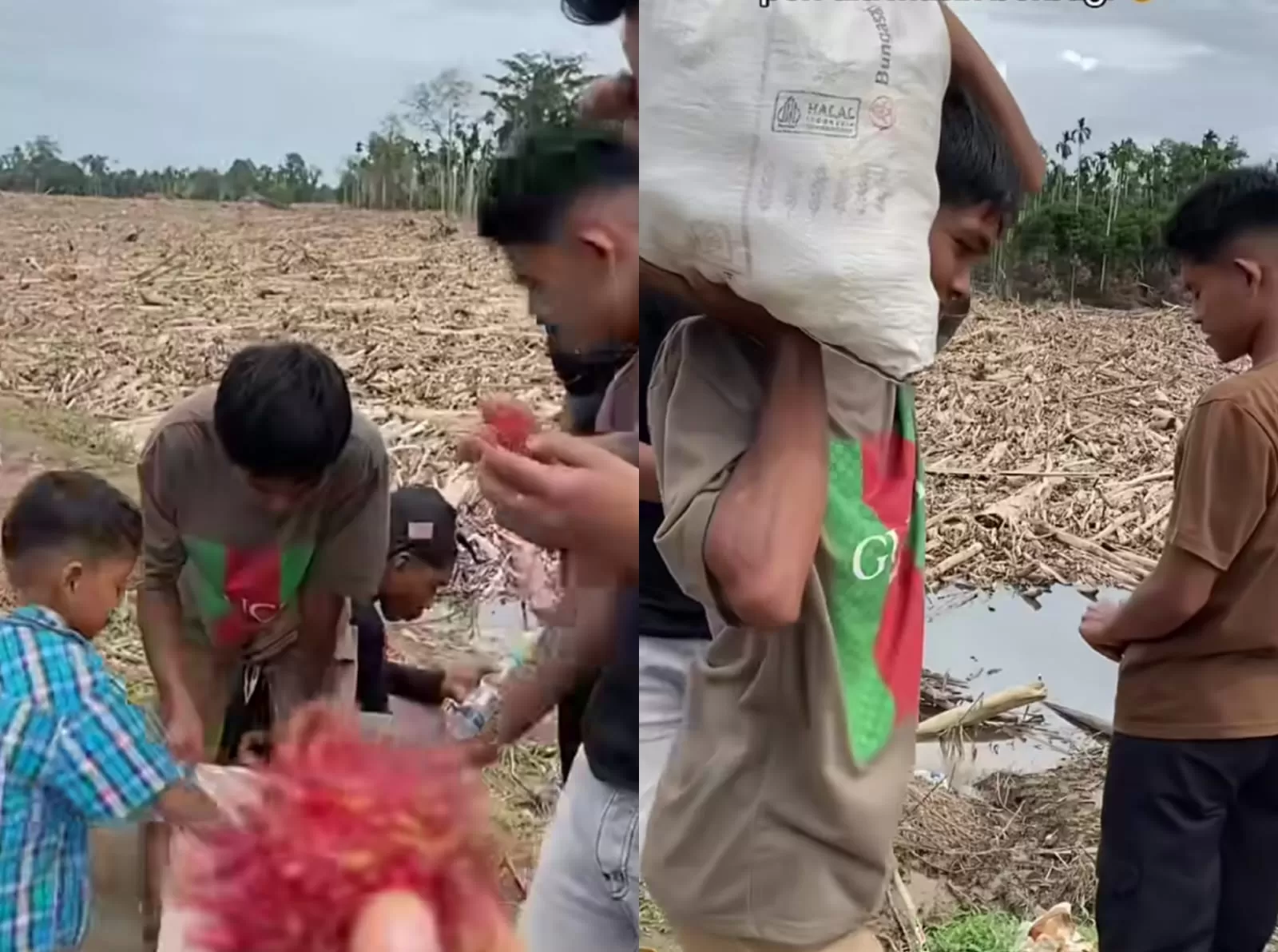 Relawan membagikan momen saat pengungsi Aceh memberi rambutan. (Instagram/yuuniayuni)